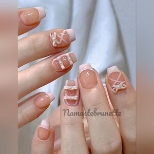 2/$16 3D Pink French Manicure Press On Nails